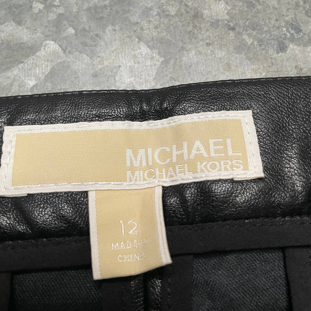 NWOT Michael Kors Faux Leather Pants Womens 12 Black Gold Buttons - Picture 5 of 12